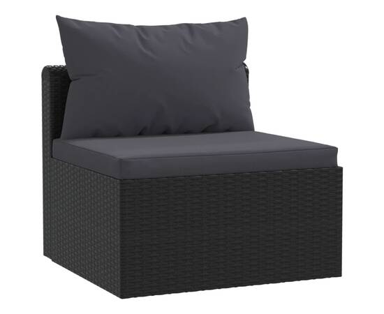 Set mobilier de grădină cu perne, 7 piese, negru, poliratan, 6 image