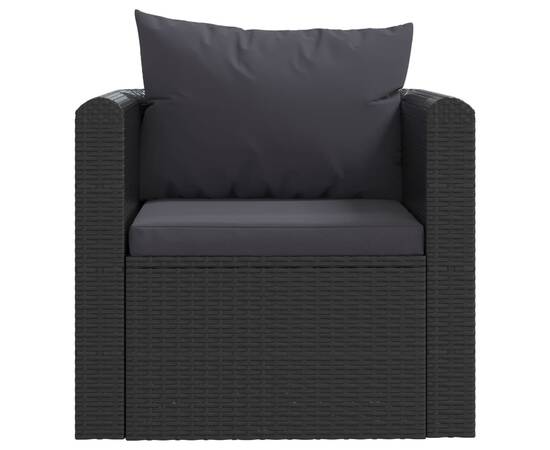 Set mobilier de grădină cu perne, 7 piese, negru, poliratan, 5 image