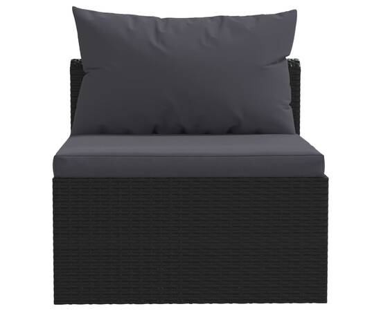 Set mobilier de grădină cu perne, 7 piese, negru, poliratan, 7 image