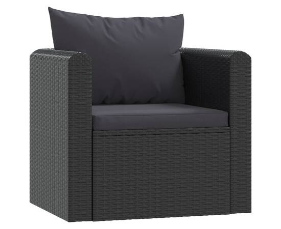 Set mobilier de grădină cu perne, 7 piese, negru, poliratan, 4 image