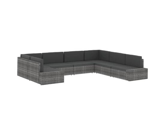 Canapea de colț modulară cu cotieră stânga, negru, poliratan, 10 image