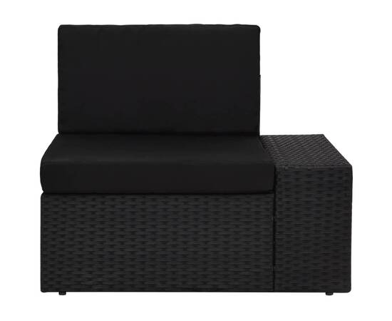 Canapea de colț modulară cu cotieră stânga, negru, poliratan, 2 image