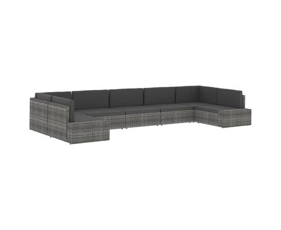 Canapea de colț modulară cu cotieră stânga, negru, poliratan, 11 image
