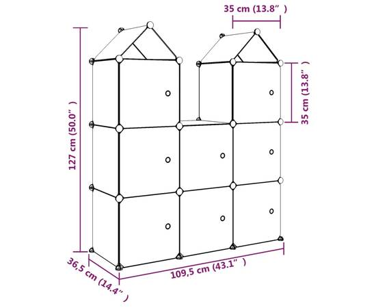 Dulap de depozitare cub pentru copii, 8 cuburi, albastru, pp, 8 image