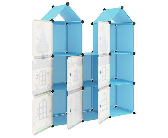 Dulap de depozitare cub pentru copii, 8 cuburi, albastru, pp, 6 image
