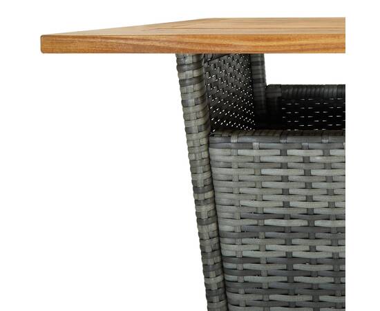 Masă de bar, gri, 60x60x110 cm, poliratan și lemn masiv acacia, 5 image