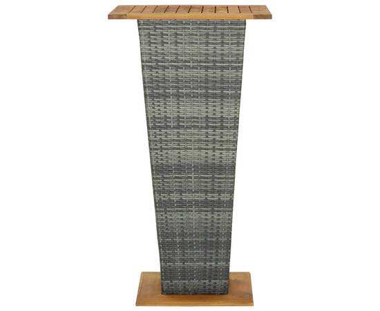 Masă de bar, gri, 60x60x110 cm, poliratan și lemn masiv acacia, 2 image