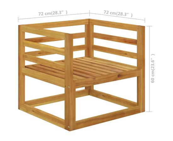 Scaun de grădină, perne gri închis, lemn masiv de acacia, 5 image