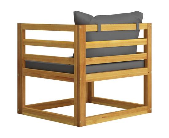 Scaun de grădină, perne gri închis, lemn masiv de acacia, 4 image