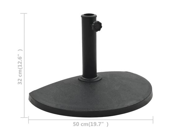 Suport umbrelă de soare, negru, 9 kg, polirășină, semi-rotund, 6 image