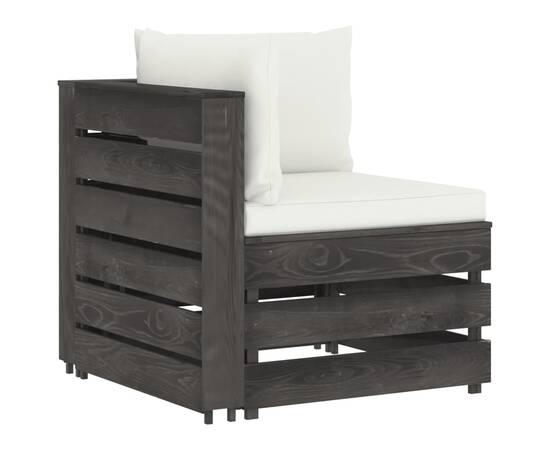 Canapea de colț modulară cu perne, gri, lemn impregnat, 3 image