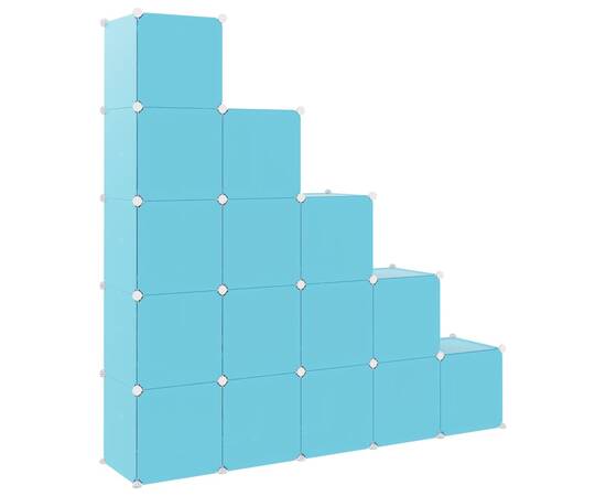 Dulap de depozitare cub pentru copii, 15 cuburi, albastru, pp, 5 image
