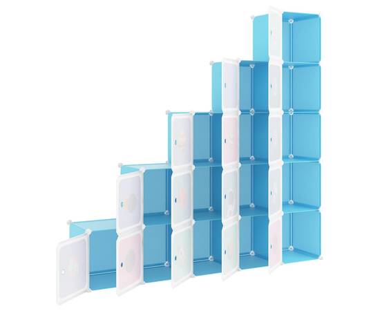 Dulap de depozitare cub pentru copii, 15 cuburi, albastru, pp, 6 image