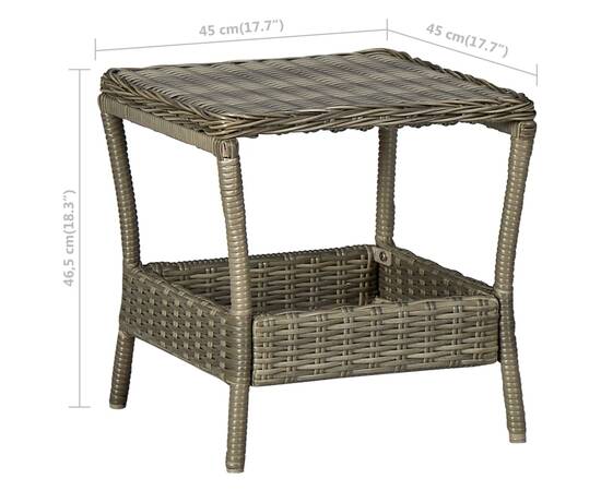 Masă de grădină, maro, 45 x 45 x 46,5 cm, poliratan, 5 image