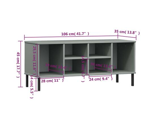 Pantofar cu picioare metalice „oslo” gri 106x35x45 cm lemn, 7 image