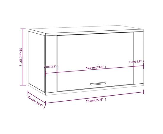 Pantofar de perete, gri beton, 70x35x38 cm, lemn prelucrat, 9 image