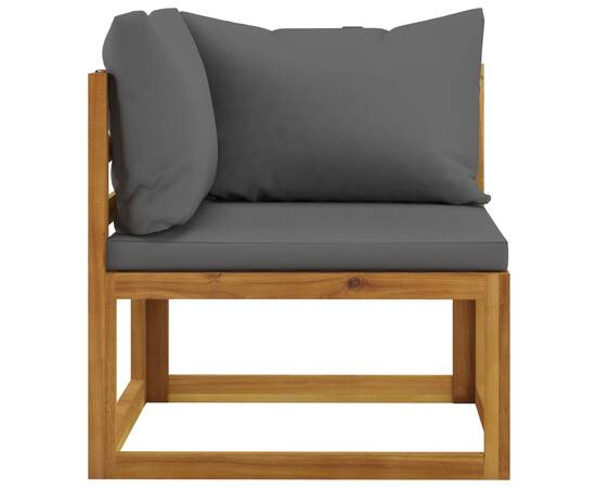 Canapea de colț modulară, pernă gri închis, lemn masiv acacia, 3 image