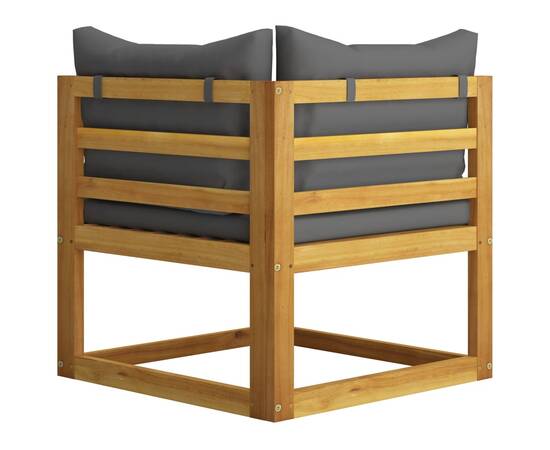 Canapea de colț modulară, pernă gri închis, lemn masiv acacia, 4 image