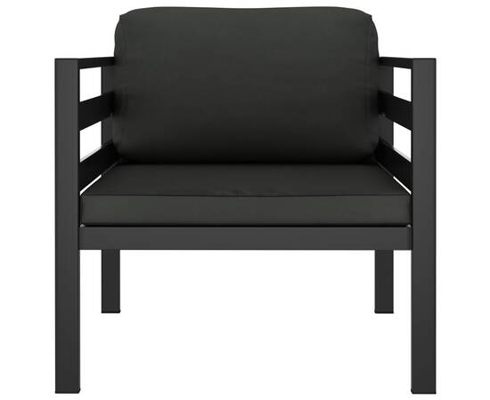 Canapele de o persoană, cu perne, 2 buc., antracit, aluminiu, 3 image