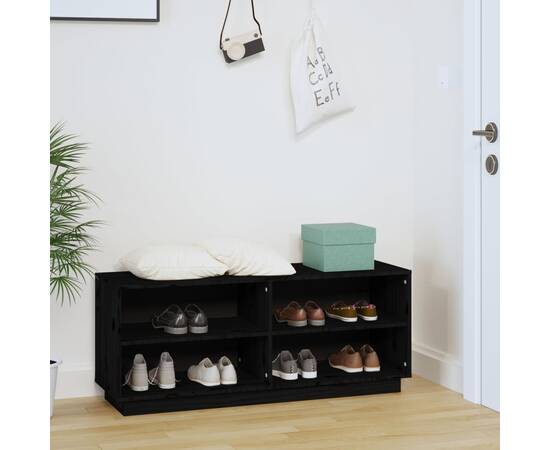 Pantofar, negru, 110x34x45 cm, lemn masiv de pin, 3 image