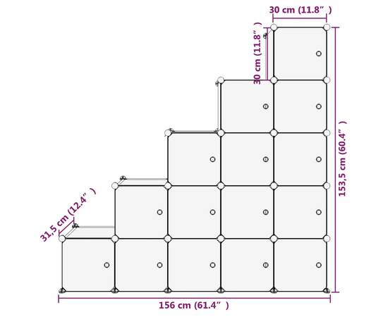 Organizator cub de depozitare cu uși, 15 cuburi, negru, pp, 8 image