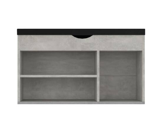 Banchetă pantofar cu pernă gri beton, 80x30x47cm lemn prelucrat, 5 image