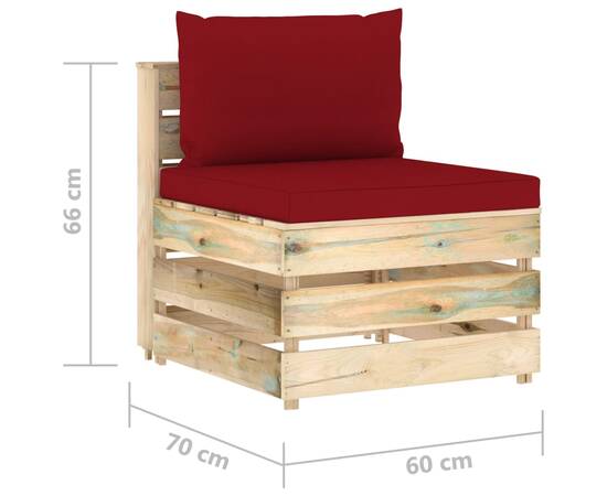 Canapea de mijloc modulară cu perne, lemn verde tratat, 6 image
