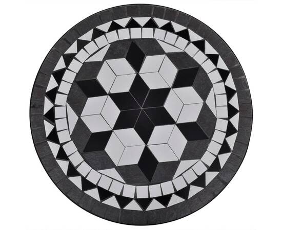 Masă de bistro, alb și negru, 60 cm, mozaic, 2 image