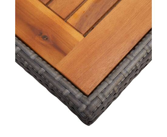 Masă de exterior, gri, poliratan și lemn masiv de acacia, 4 image