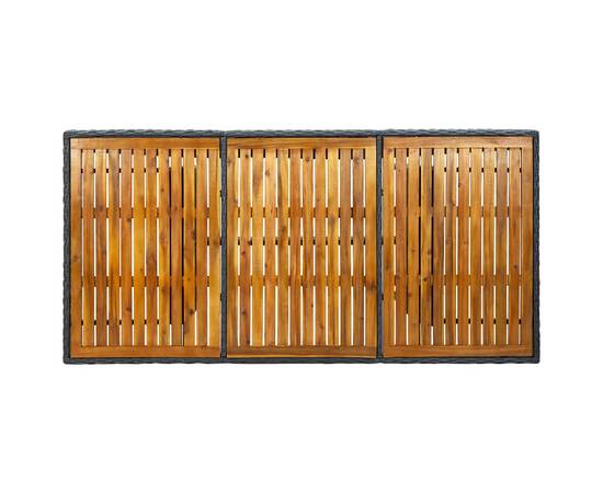 Masă de grădină, gri închis, poliratan și lemn masiv de acacia, 4 image