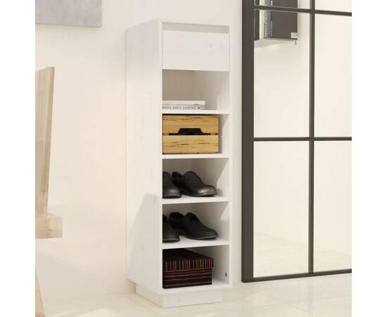 Pantofar, alb, 34x30x105 cm, lemn masiv de pin, 8 image