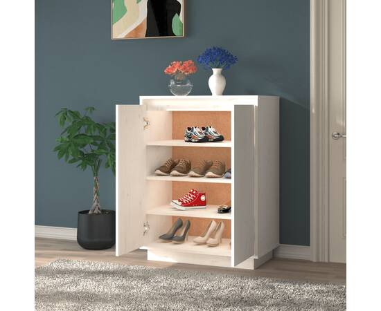 Pantofar, alb, 60x35x80 cm, lemn masiv de pin, 3 image