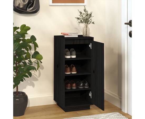 Pantofar, negru, 35x35x80 cm, lemn masiv de pin, 3 image
