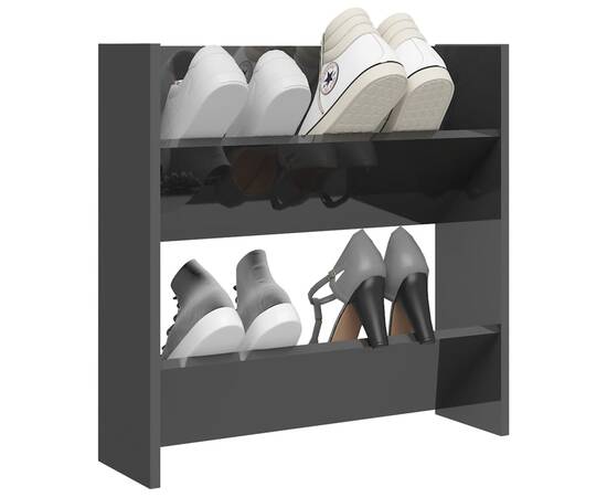Pantofar de perete, gri extralucios, 60x18x60 cm, pal, 3 image