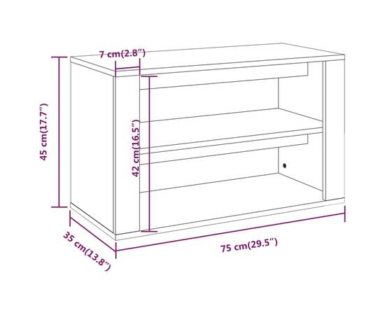 Suport pantofi, alb extralucios, 75x35x45 cm, lemn prelucrat, 8 image