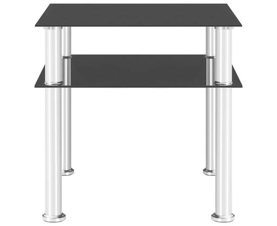 Masă laterală, negru, 45 x 50 x 45 cm, sticlă securizată, 3 image