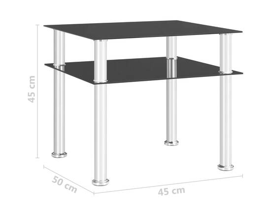 Masă laterală, negru, 45 x 50 x 45 cm, sticlă securizată, 6 image