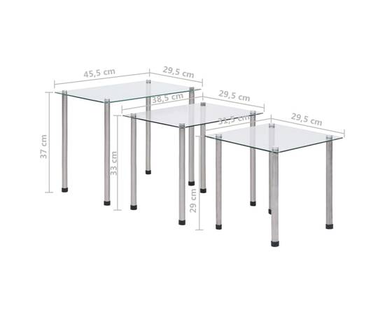 Mese suprapuse, 3 buc., transparent, sticlă securizată, 10 image