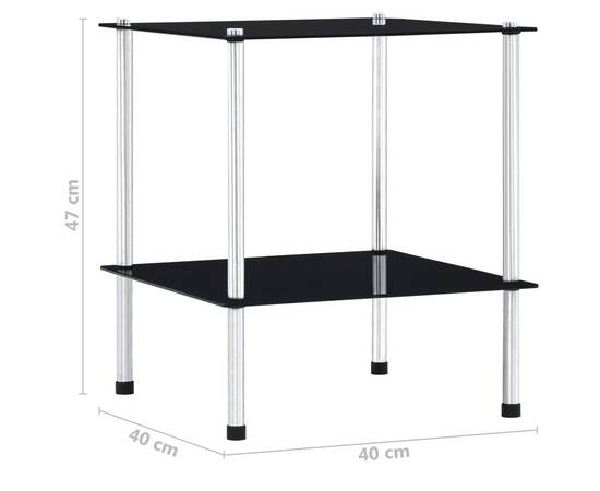 Raft cu 2 niveluri, negru, 40 x 40 x 47 cm, sticlă securizată, 5 image