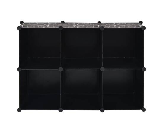 Dulap de depozitare tip cub, 6 compartimente, negru, 5 image