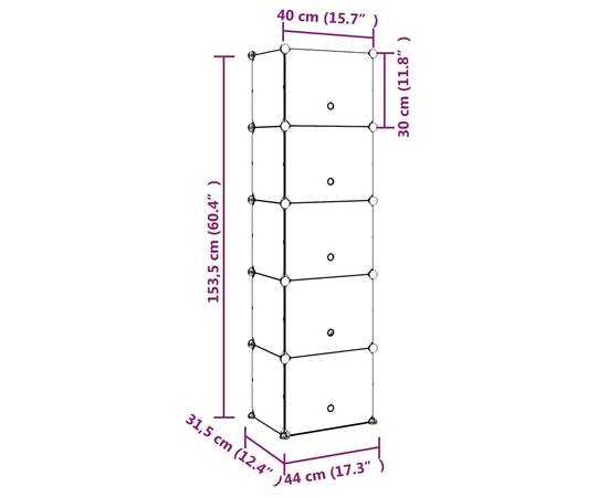 Suport de pantofi, transparent, 44x31,5x153,5 cm, pp, 8 image