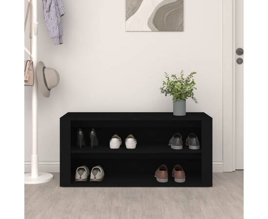 Suport pantofi, negru, 100x35x45 cm, lemn prelucrat, 3 image