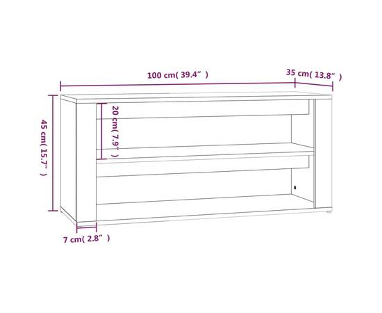 Suport pantofi, negru, 100x35x45 cm, lemn prelucrat, 8 image