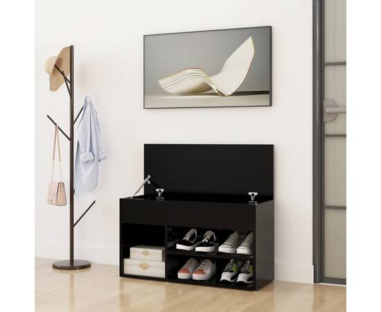 Banchetă pantofar, negru, 80x30x45 cm, pal, 3 image