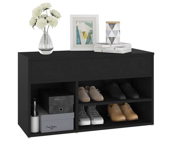 Banchetă pantofar, negru, 80x30x45 cm, pal, 4 image