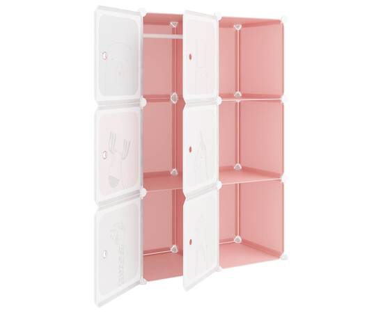 Dulap de depozitare cub pentru copii, 6 cuburi, roz, pp, 6 image