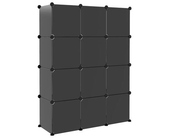 Organizator cub de depozitare cu uși, 12 cuburi, negru, pp, 6 image