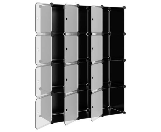 Organizator cub de depozitare cu uși, 12 cuburi, negru, pp, 4 image