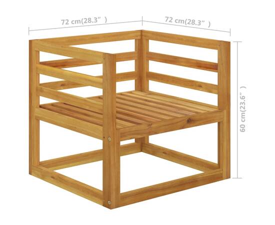 Scaun de grădină cu perne crem, lemn masiv de acacia, 5 image