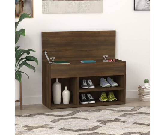 Bancă pentru pantofi stejar maro 80x30x45 cm lemn prelucrat